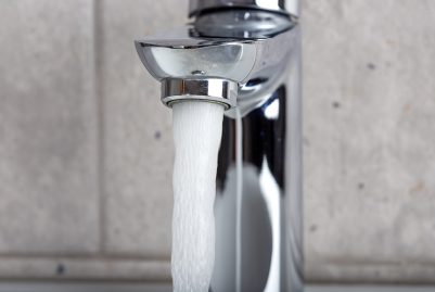 Flowing water from a tap